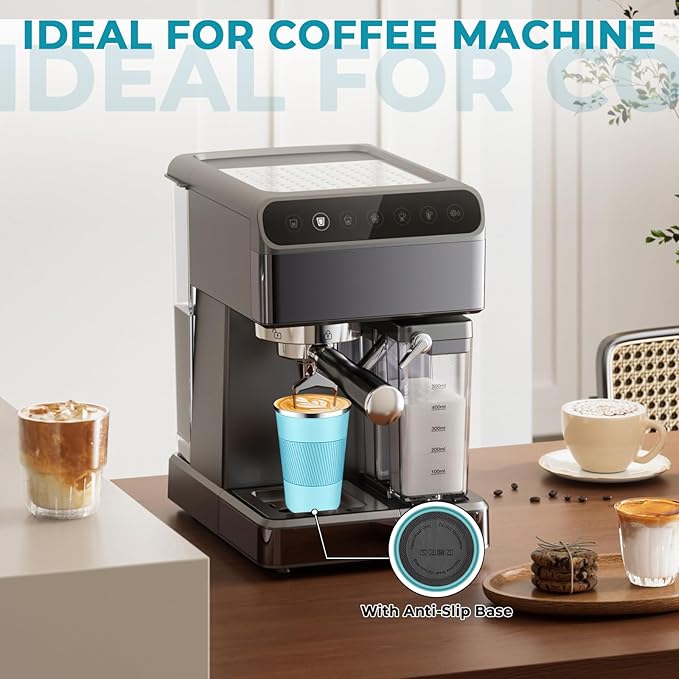 Insulated Coffee Tumbler 12 oz, Stainless Steel Coffee Mug with Lids, Travel Coffee Mug Leak Proof, Double Wall Vacuum Insulated Reusable Coffee Cup, Keep Drinks Hot and Cold (Turquoise, 12 Ounces)