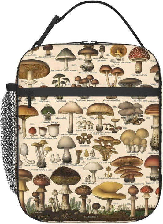 Botanical Mushroom Lunch Box for Women Men, Insulated Lunch Box, Reusable Lunch Bag for Office, Work, Picnic, Travel