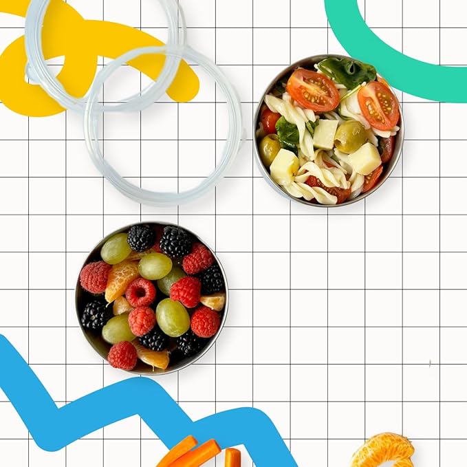 TAVVA 2 X 12oz Stainless Steel Containers with Lids - Leakproof w/Silicone Lids - BPA Free - Dishwasher & Freezer Safe - Portable & Reusable - Stainless Steel Storage Food Snack Containers