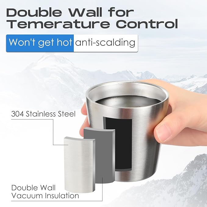 8 Pack Stainless Steel Insulated Cup Metal Tumbler Double Wall Vacuum Water Glasses Camping Reusable Mugs Bbq Home Office Party Coffee(5.9 oz)