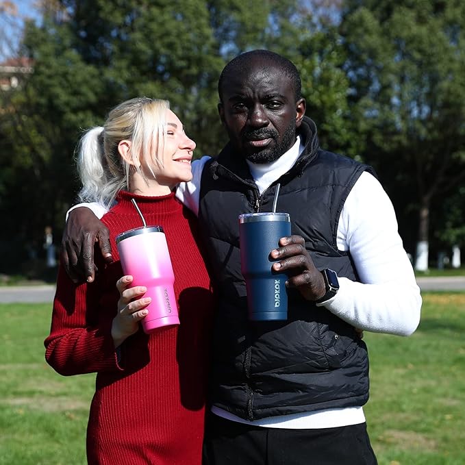 BJPKPK 30 oz Stainless Steel Tumbler With Lid And Straw Vacuum Insulated Double Wall Travel Coffee Water Tumbler,Purple