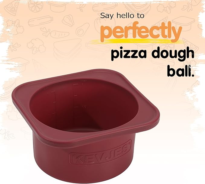1000ml KEVJES PLUS Individual Pizza Dough Proofing Containers with Airtight Lids – Food Grade Silicone, Freezer/Fridge/Dishwasher Safe – For Margherita, Pepperoni, Neapolitan Pizza – 2 Pack(Cranberry)