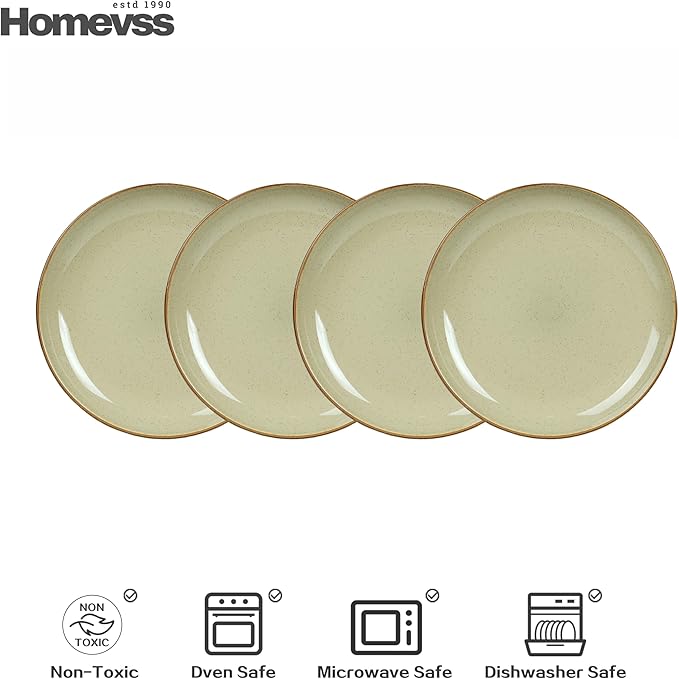 Eur-Nordic Shape Raising Rim 20pc Dinnerware Set, Shiny Glaze Beige with Speckle Effect