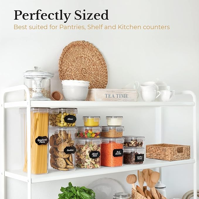 Chef's Path Ultra Large - 48 Pack Food Storage Containers | Kitchen and Pantry Organization Canisters for Cereal, Dry Food, Flour and Sugar, BPA Free, Includes 24 Labels