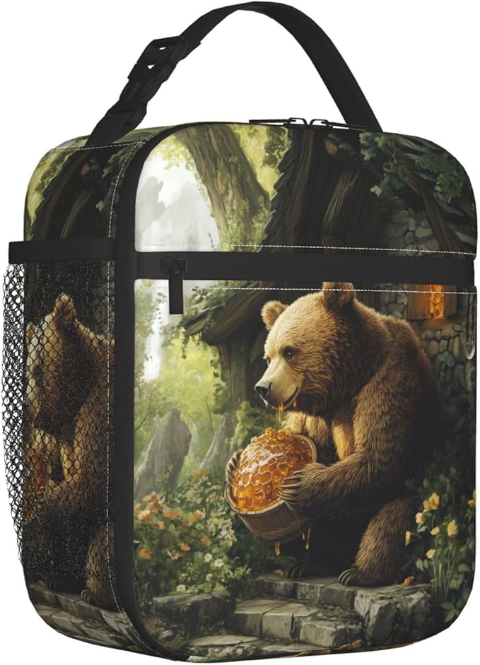 Bear Insulated Lunch Box for Women Men Bear Lunch Bag for Work,Picnic,Travel,Hiking,Beach Polyester