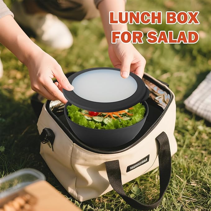 Wrova 40oz wheat straw bowls set of 4,unbreakable ramen bowl set with cover,alternative plastic bowls with cover for kitchen,party,camping and picnic. Black