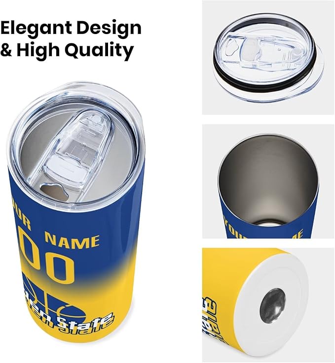 Custom Tumblers Stainless Steel Cup Personalized Basketball Insulation Travel Mug Add Your Name Number 20 oz Fans Gift for Men Women