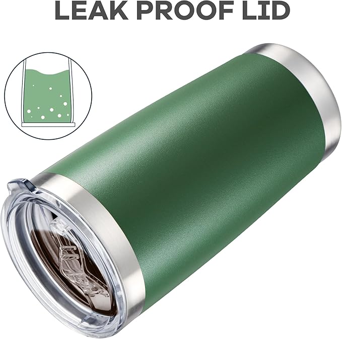 20 oz Tumbler with Lid Stainless Steel Double Wall Vacuum Insulated Tumblers Powder Coated Cups Travel Mug Keep Drinks Cold and Hot, Dark Green