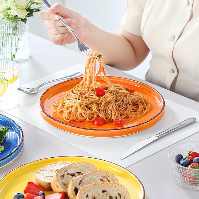vancasso Bonita 10.5 Inch Dinner Plates, Ceramic Dinner Plate Set, Dinner Plates Set of 6, Large Dinnerware Plates for Kitchen, Microwave, Oven and Dishwasher Safe, Multicolor
