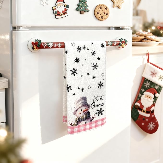 Snowman Xmas Trees Christmas Kitchen Towels Dish Towels, 18x26 Inch Daily Seasonal Winter Decoration Hand Towels Set of 4