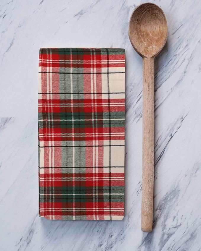 Urban Villa Checkered KitchenTowels Set of 6 Classic Checks Kitchen Towels 20X30 Inches 100% Cotton Highly Absorbent Kitchen Towels Premium Quality Ultra Soft Mitered Corners KitchenTowels