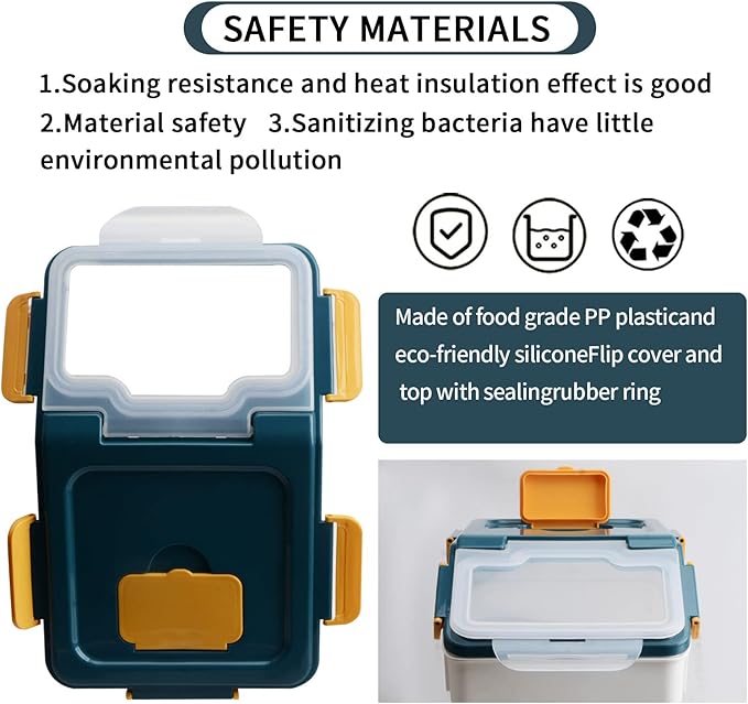 AnRui Airtight Flour Storage Container 25lb, Plastic Grain Storage Bucket, Rice Cereal Dispenser Organizer Box with Lid, Cat Dog Food Storage Bin with Measuring Cup, Scoop, Wheels, 2Pcs Blue