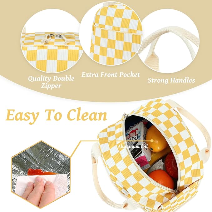 Bluboon Lunch Box for Women men Insulated Cute Corduroy Lunch bag, Reusable Cooler Bag for Work, Picnic, Travel