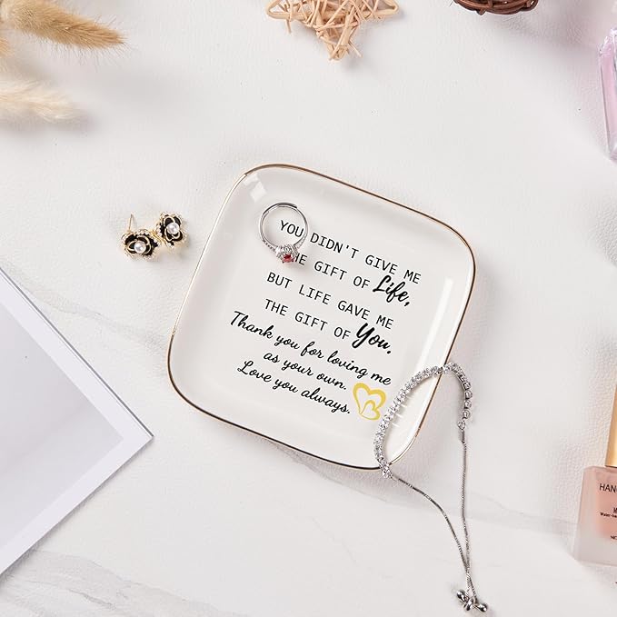 Step Mom Gifts for Bonus Mom Jewelry Dish Ring Dish Tray for Mother in Law Birthday Christmas Valentines Mother's Day Gift for Stepmom Bonus Mom - Thank You for Loving Me As Your Own