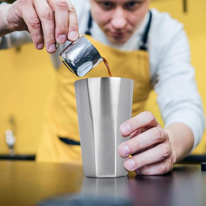 Beasea Stainless Steel Cups 15 oz, 4 Pack Large Stackable Double Wall Insulated Stainless Steel Tumbler Bulk for Drinking Metal Pint Glasses Tin Cups Home Restaurant Office Party Camping