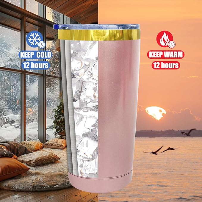 20 oz Tumbler Bulk 12 Pack Stainless Steel Tumblers with Lids and Straws, Double Wall Vacuum Insulated Travel Coffee Mug for Laser Engrave, Powder Coated Cups for Hot Cold Drinks(Rose Gold,12 pack)