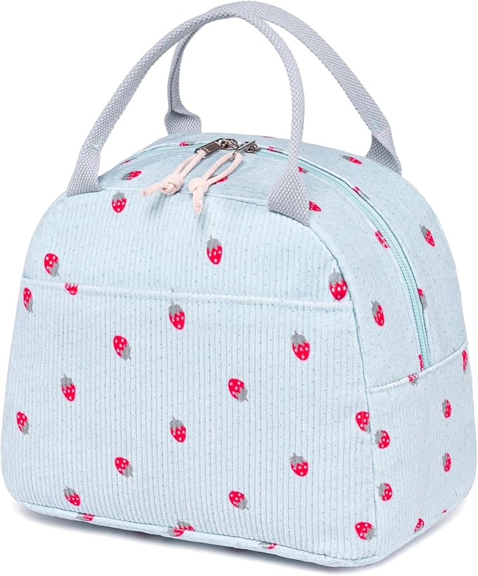 Bluboon Lunch Bag for Women Men Cute Corduroy Lunch Tote Bags Reusable Insulated Lunch Box Large Capacity Reusable Insulated Cooler for Work Picnic or Travel