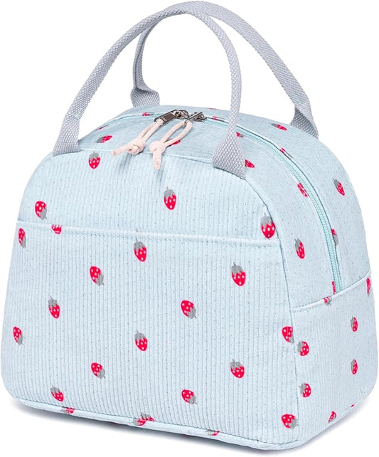 Bluboon Lunch Bag for Women Men Cute Corduroy Lunch Tote Bags Reusable Insulated Lunch Box Large Capacity Reusable Insulated Cooler for Work Picnic or Travel