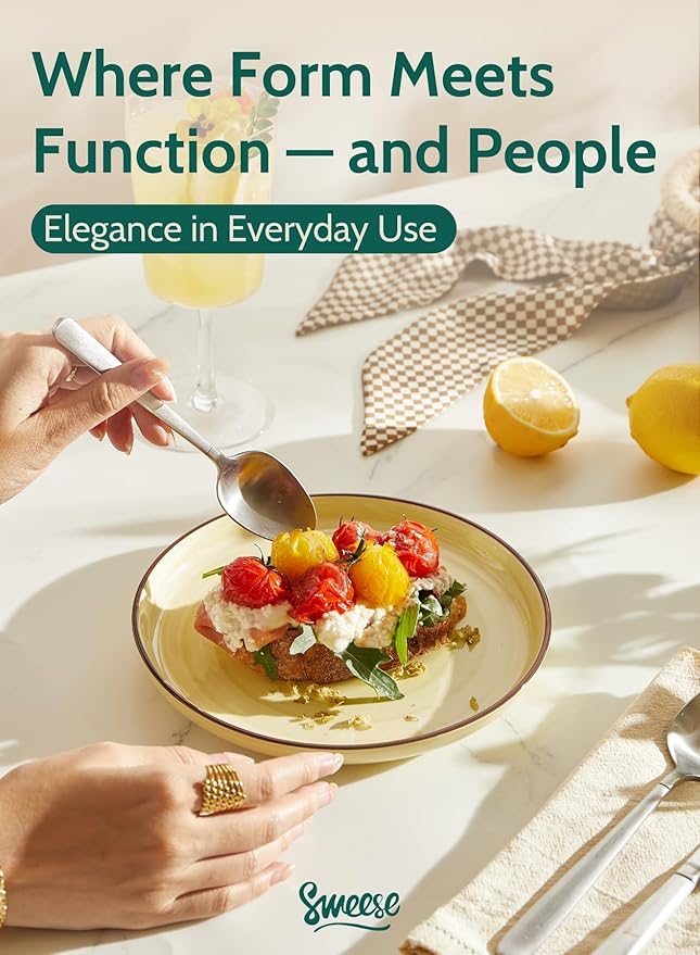 Sweese 7.4 Inch Porcelain Dessert Plates, Round Salad/Appetizer Plate Set, Microwave Dishwasher Safe, Green, 6-Pack