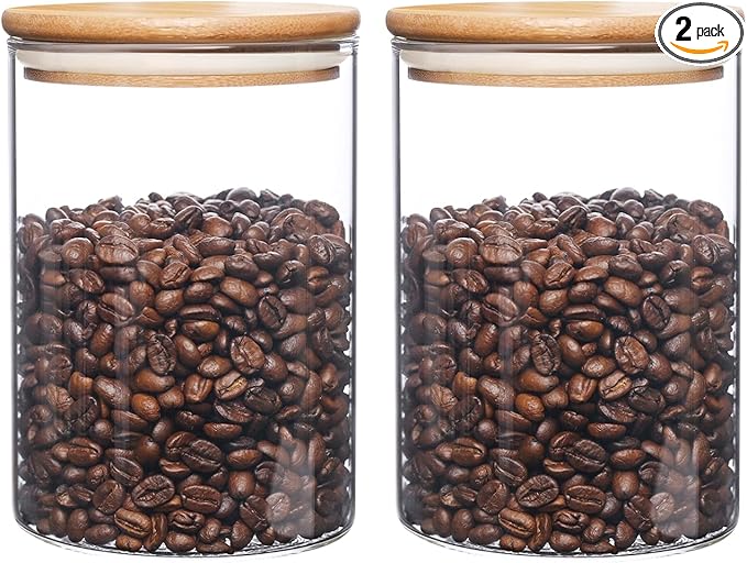 umieo Glass Food Storage Containers with Lids, Small Storage Containers 27oz Set of 2, Glass Storage Jars with Airtight Lids for, Flour, Rice, Nuts, Candy, Coffee, Beans
