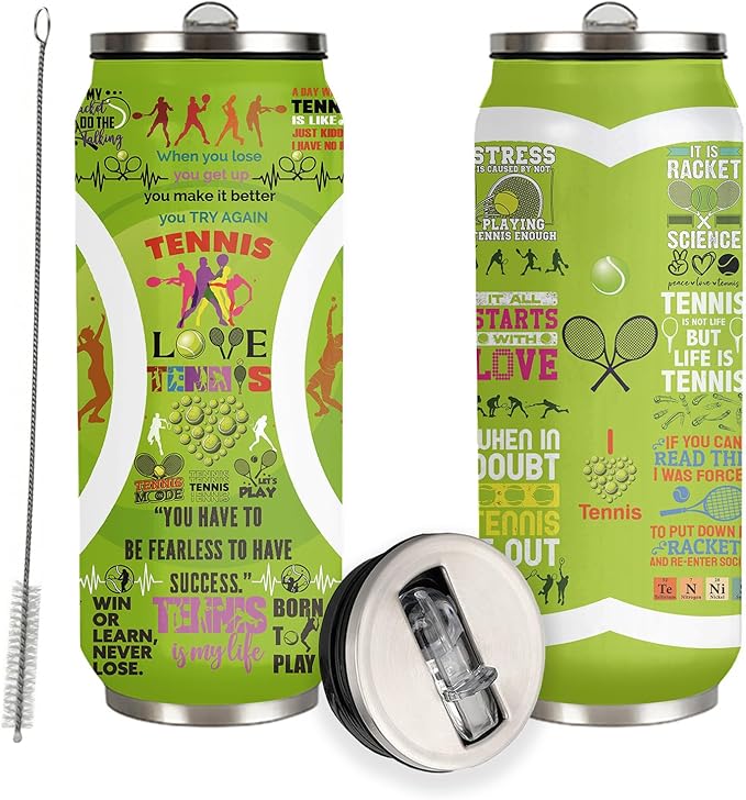 Tennis Tumbler Cup Travel Mug With Lid,Tennis Lover Birthday Gifts Stainless Steel Vacuum Coffee Mug Cup Tennis Gifts For Women Men 17 Oz