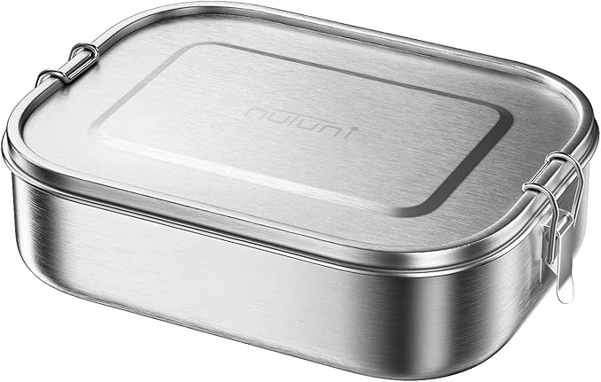 47oz/1400ML Stainless Steel Lunch Box, 5 Compartments Bentobox for Kids or Adults, Metal Bento Box with Lockable Clips, Leakproof Food Storage Container for Work Lunch