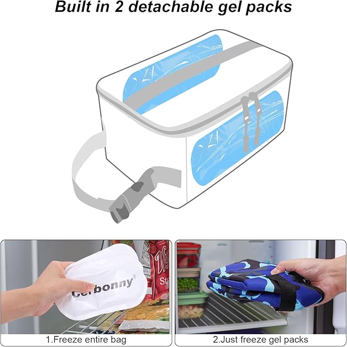 Cerbonny Small Lunch Box for Kids/Adult, Mini Cooler Bag with Buckle Handle, Insulated Cooler Bag for Work/School Travel, Camo