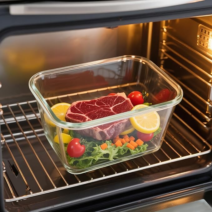 2 Pack Large Glass Storage Containers with Lids 85oz/10.5cup Big Airtight Glass Food Storage Containers for Rotisserie Chicken Watermelon Meal Prep, BPA Free, Freezer Dishwasher Oven Safe