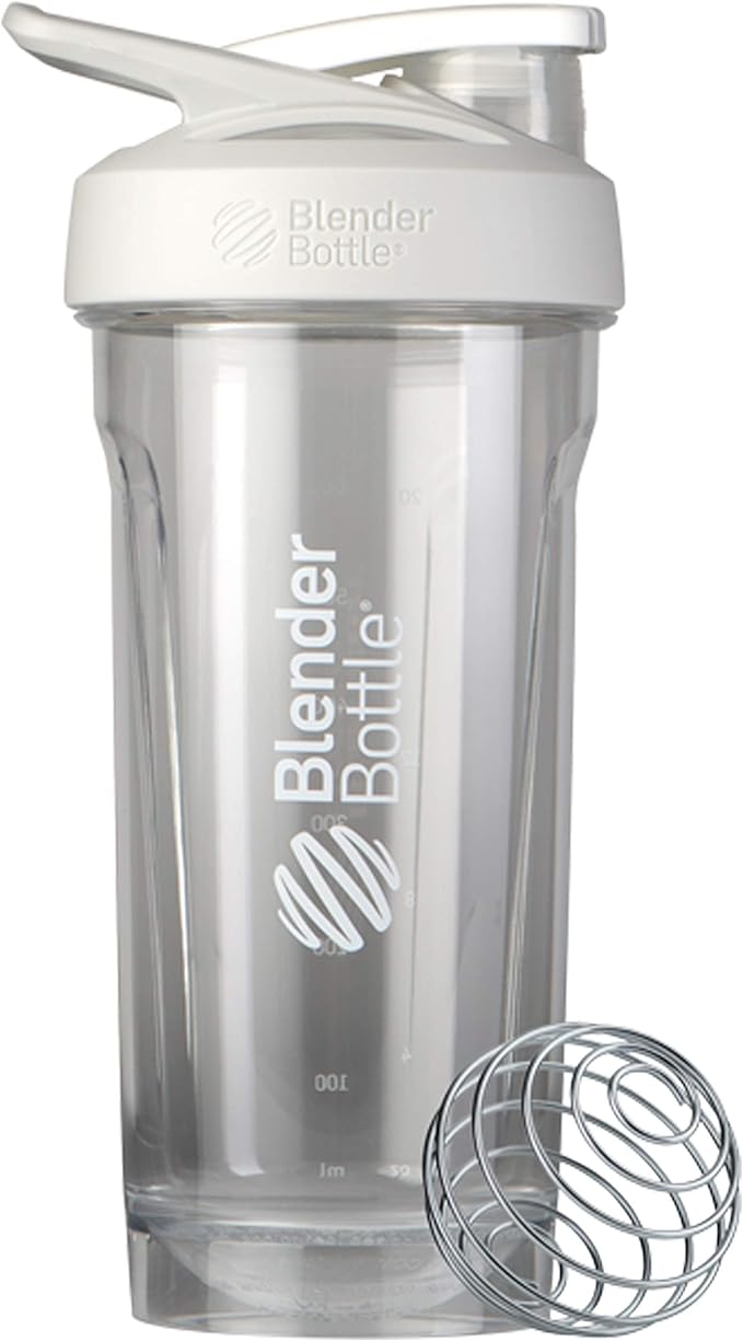 BlenderBottle Strada Tritan Shaker Bottle with Locking Lid, 28-Ounce, White