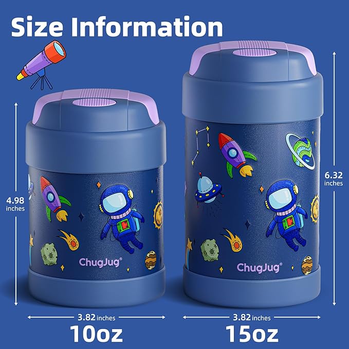 15 oz Soup Thermo for Hot Food Kids Insulated Food Jar with Spoon, Lunch Thermo Container, Width Mouth Vacuum Stainless Steel Food Thermo for School Travel, Leakproof, Easy to Open(Blue)