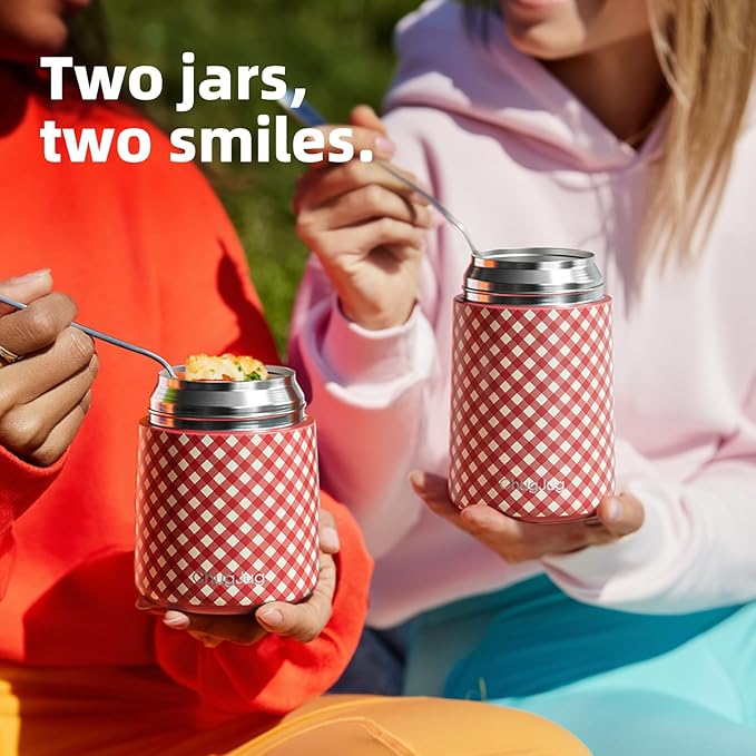 Thermo for Hot Food for Adults Kids | Wide Mouth, 26 oz Insulated Food Jar with Spoon, Leakproof Soup Thermo for School Office Travel, Thermal Steel Lunch Container Easy to Carry (Red)