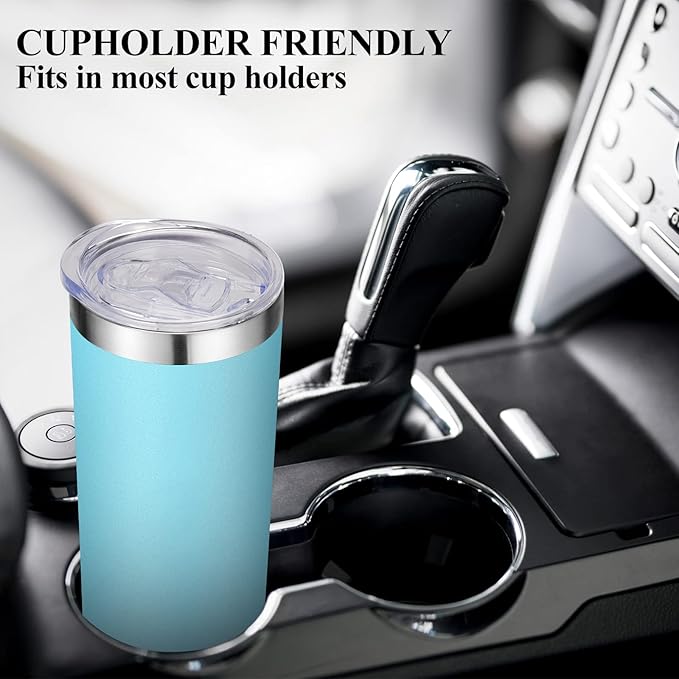 VEGOND Stainless Steel Skinny Tumbler, 20 oz Vacuum Insulated Tumbler with Lid and Straw, Double Wall Coffee Cup, Travel Mug for Cold Hot Drinks, Blue 1 Pack