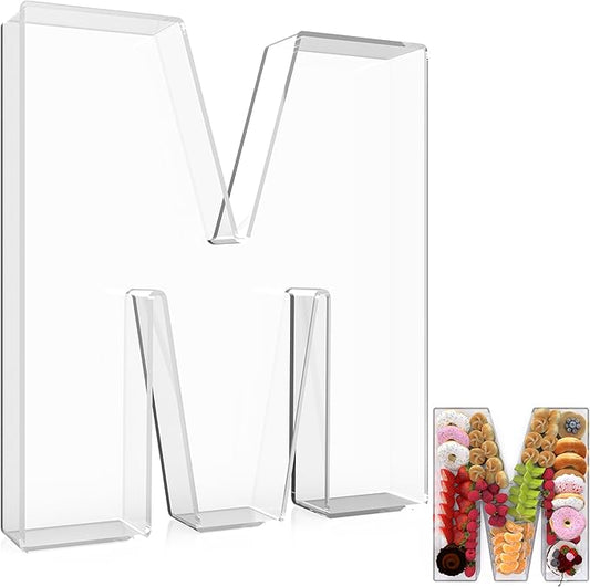 13.8" Extra Large Acrylic Letter Charcuterie Board Box, Reusable Fillable Letter Cake Candy Dish Display Serving Tray for Birthday Anniversary Party Decoration (M)