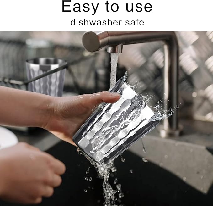 Beasea 10oz Stainless Steel Cups, 4 Pack Double Wall Metal Stackable Insulated Portable Drinking Tumblers Unbreakable Shatterproof Glasses for Home Restaurant Party Camping Travelling