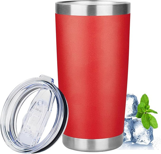 20oz Tumbler with Lid Stainless Steel Insulated Tumblers Travel Coffee Tumbler Bulk Double Wall Vacuum Insulated Water Cup Christmas Gifts for Women Men Her Him Home Office (Red, 1pack)