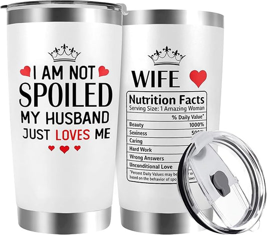 Valentines Day Gifts for Wife - Wife Gifts - Wife Tumbler, Valentine, Christmas, Mothers Day, Birthday Anniversary Wedding Present for Her, Women, Best Wife Ever Gift - 20oz Insulated Tumbler