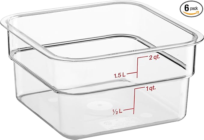 Cambro Food Storage Container - Classic Series Square - 2 QT (Quart) - Commercial Grade for Food Prep (Clear)