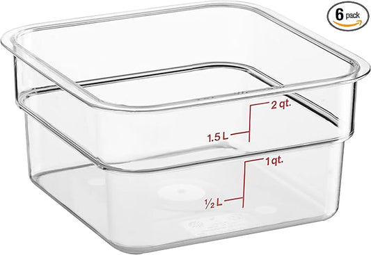 Cambro Food Storage Container - Classic Series Square - 2 QT (Quart) - Commercial Grade for Food Prep (Clear)