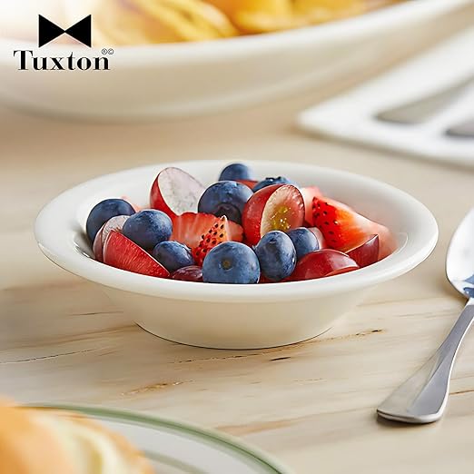Tuxton China ALD-046 Fruit Dish, 4 oz., 4-3/4" Dia., Round, Microwave & Dishwasher Safe, Oven Proof, Fully vitrified, Lead-Free, TuxCare, Healthcare, Alaska/Colorado, Porcelain White, Case of 36