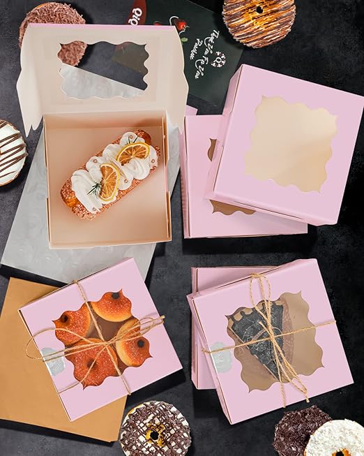 qiqee Lavender Cookie Boxes with Window 36packs 6x6x3 Lavender Bakery Box Pastry Box for Wedding Favor Birthday ＆ Party