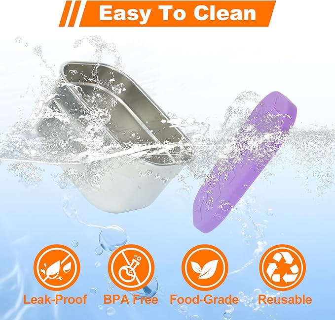 4 Pack Stainless Steel Snack Containers with Lids Set, 10oz Rectangular Easy Open Leakproof Reusable Snack Box Container for Lunch, Small Lunch Food Containers for Meal Prep, Salad Dressing To Go