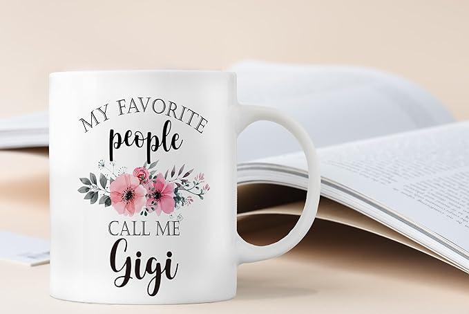 QASHWEY Gigi Mug, Gigi Coffee Mug, GigiGifts for Grandma, Gifts for Gigis, Grandma Mothers Day Mugs Tea Cup Gifts for GrandmaGigi, My Favorite People Call Me GigiCoffee Cups Ceramic 11oz