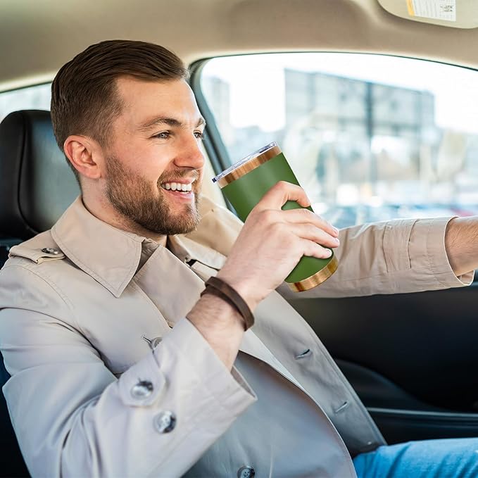 20 oz Tumbler Bulk 12 Pack Stainless Steel Tumblers with Lids and Straws, Double Wall Vacuum Insulated Travel Coffee Mug for Laser Engrave, Powder Coated Cups Hot and Cold Drinks (Army Green,12 pack)