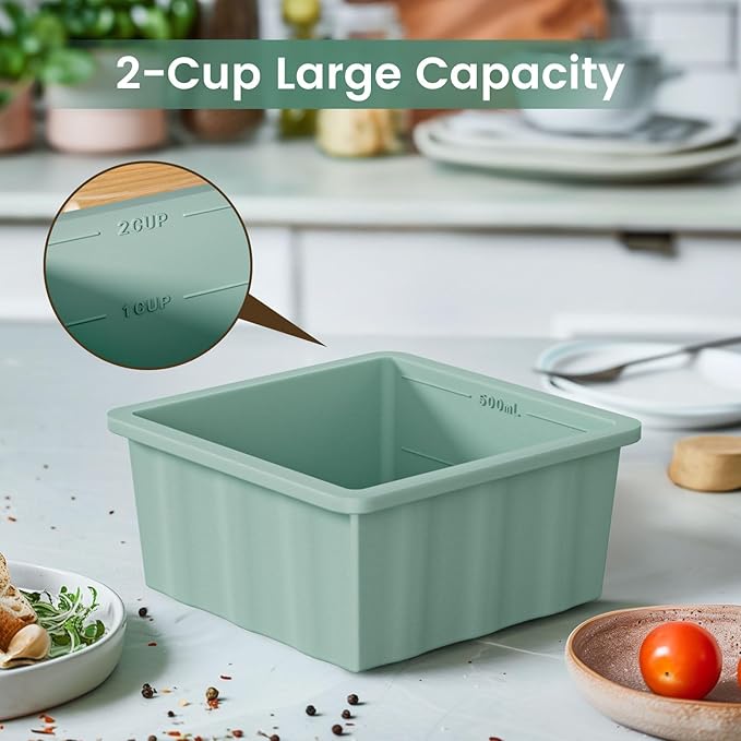 Silicone Freezer Tray for Soup Ice Cubes: 2-Cup Freezing Trays with Lid for Meal Prep - 4Pack Silicon Soup Portion Freeze Tray Make Stock Souped Ice Cube