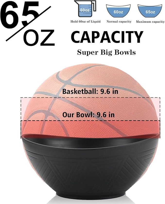 Wrova 65oz Large Salad Bowls Black - Wheat Straw Salad bowls Set of 4 - Unbreakable Salad Bowls Dishware & Microwave Safe - BPA Free Bowls for kitchen,camping