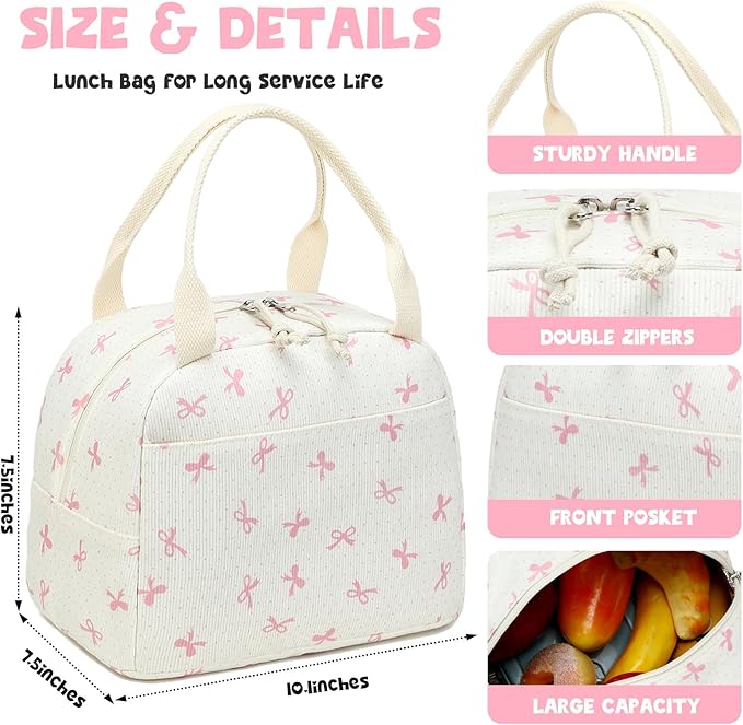 Bluboon Lunch Bag for Women Men Cute Corduroy Lunch Tote Bags Reusable Insulated Lunch Box Large Capacity Reusable Insulated Cooler for Work Picnic or Travel