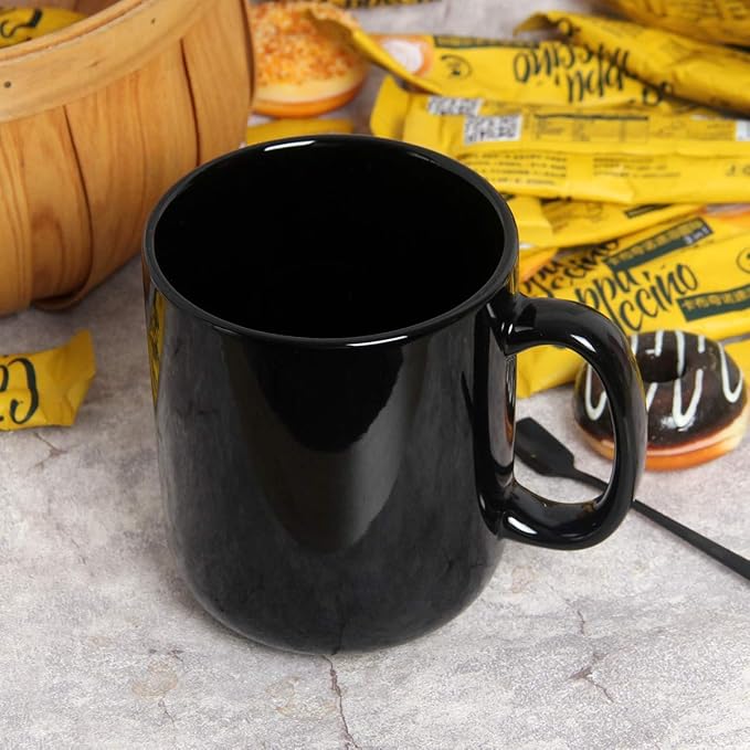 Smilatte 20 OZ Large Coffee Mug, M016 Plain Ceramic Boss Big Tea Cup with Handle for Dad Men, Black