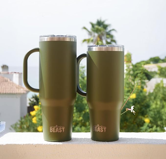 Beast 42 oz Tumbler Stainless Steel Vacuum Insulated Coffee Ice Cup Double Wall Travel Flask (Army Green)