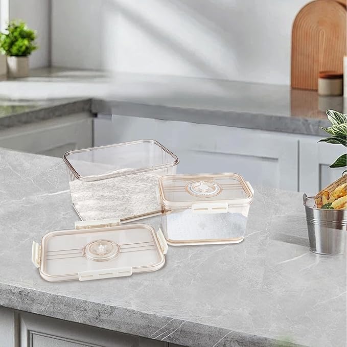 Airtight Flour Sugar Storage Containers 2 Set,Large Capacity Sugar and Flour Containers with Time Recording&Draining Basket,Food Storage Container for Rice,Cereal,Canister Set for the Kitchen,Pantry