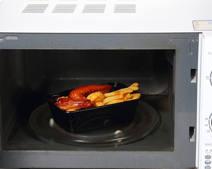 Sawysine 100 Pcs Plastic Meal Prep Containers Food Storage Containers Reusable Lunch Bowls with Lid Stackable Disposable Lunch Boxes 1 Compartment Bento Box(Black,22 oz)